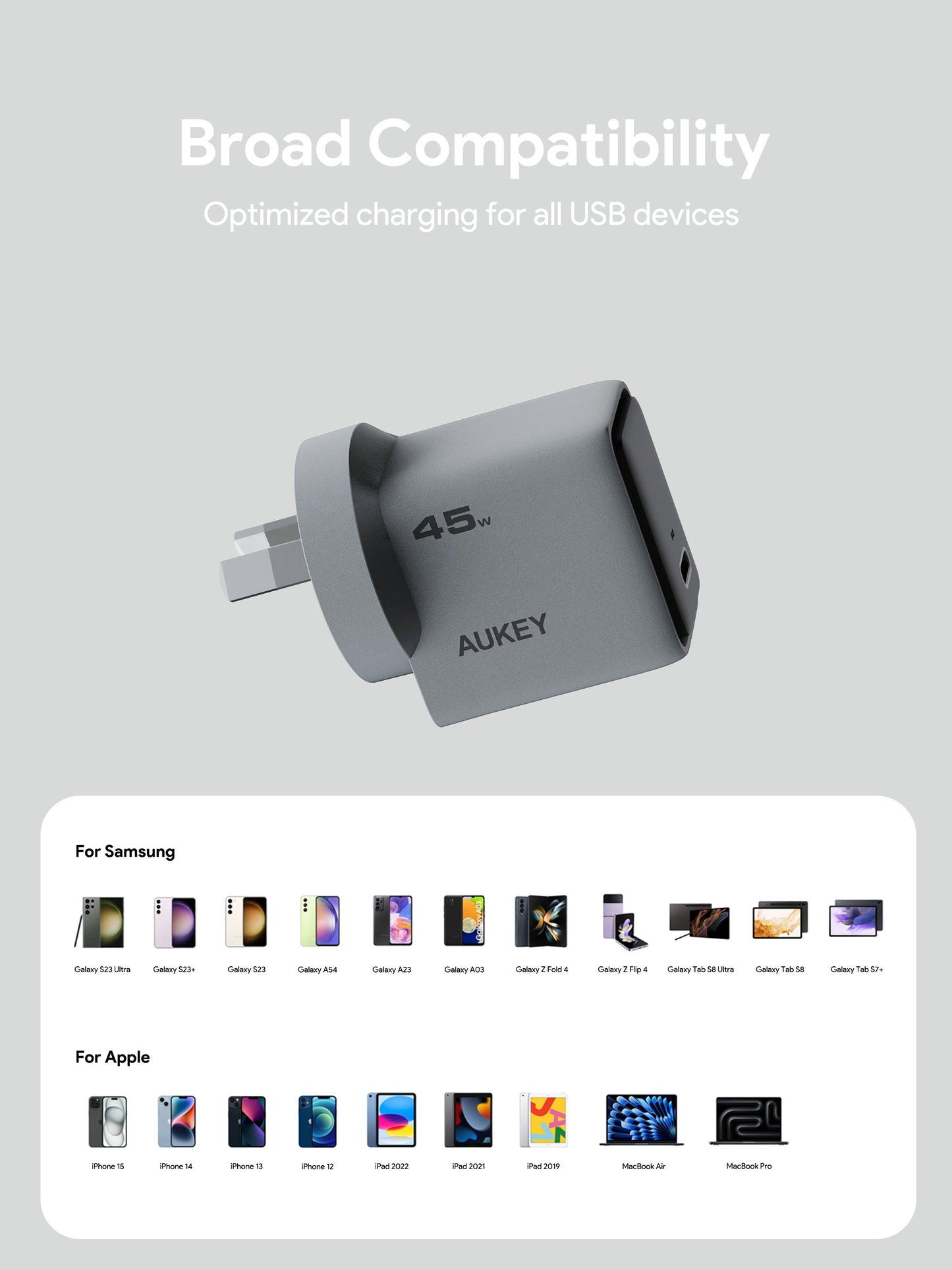 Aukey-Comet 45W PD Fast Wall Charger GaN USB-C