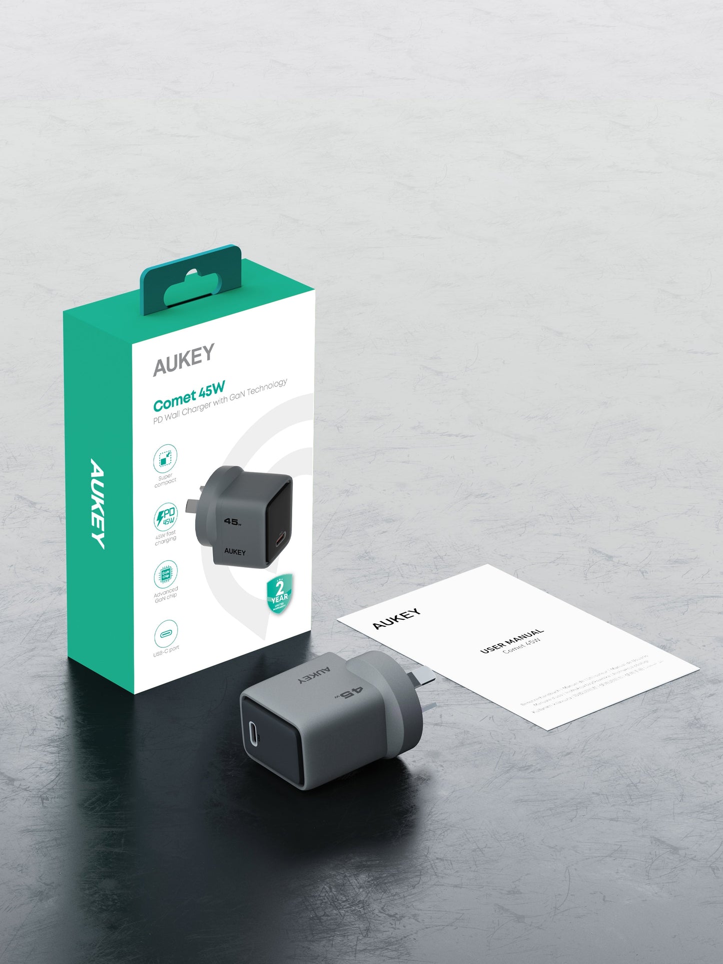 Aukey-Comet 45W PD Fast Wall Charger GaN USB-C
