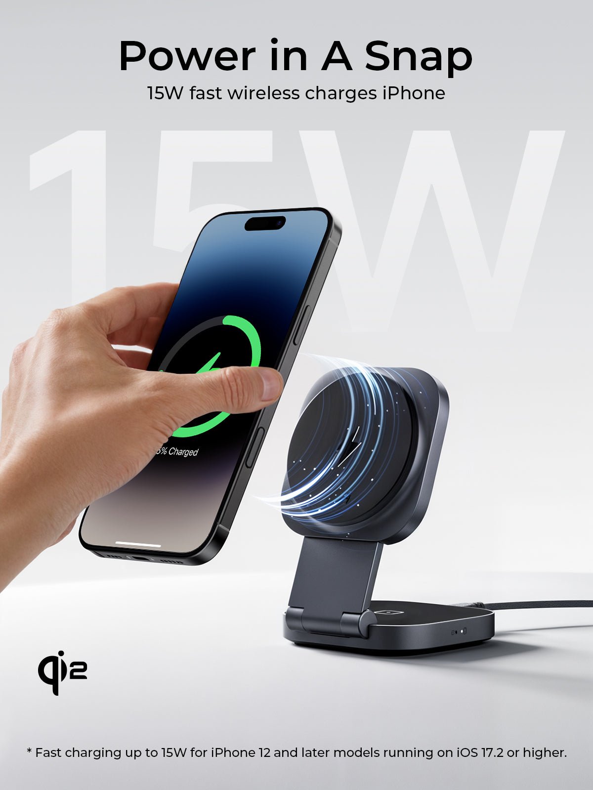 Aukey-MagFusion L Qi2 Foldable 2 In 1 Magnetic Wireless Charger
