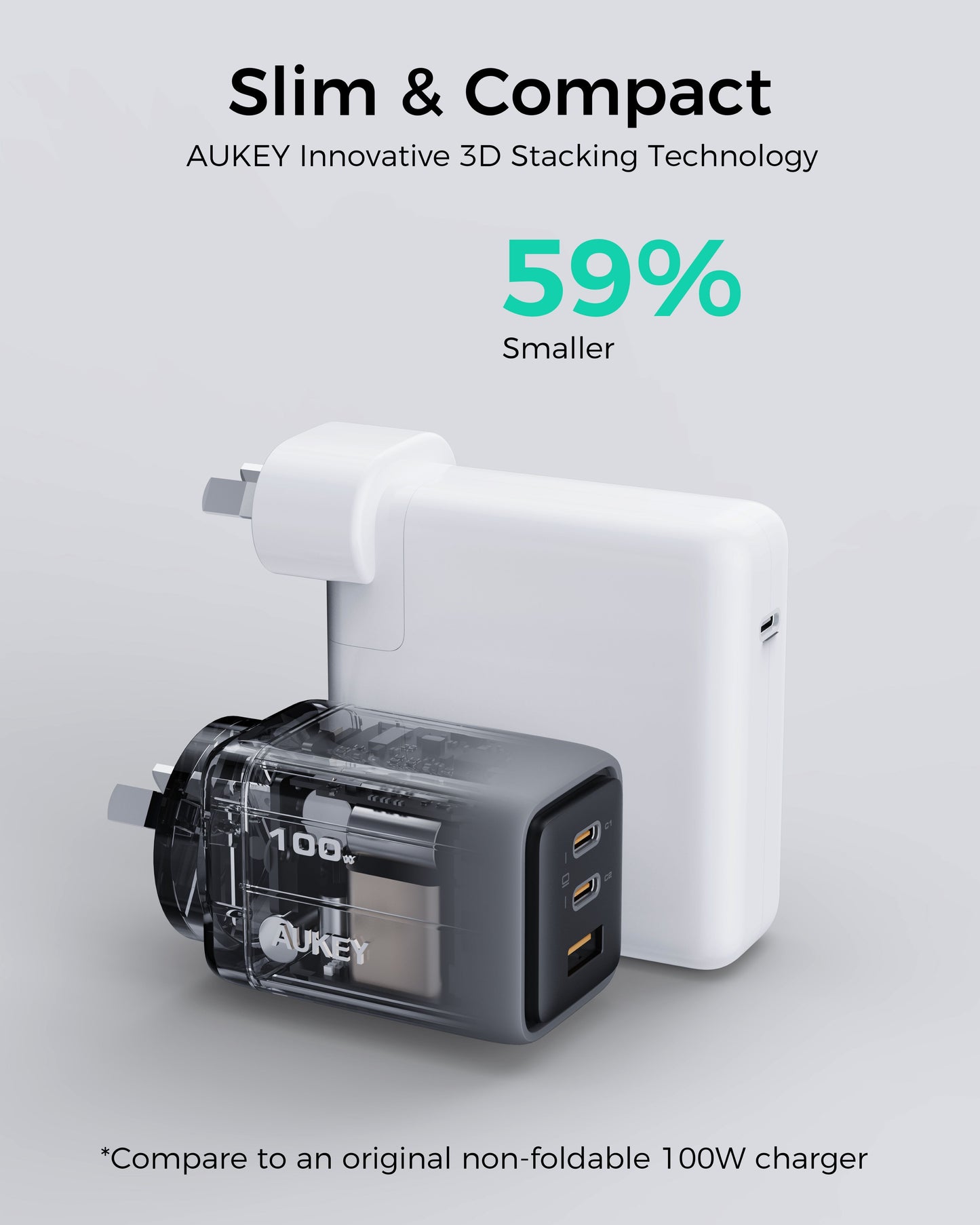 Aukey-Comet 100W PD Fast Wall Charger GaN USB-C