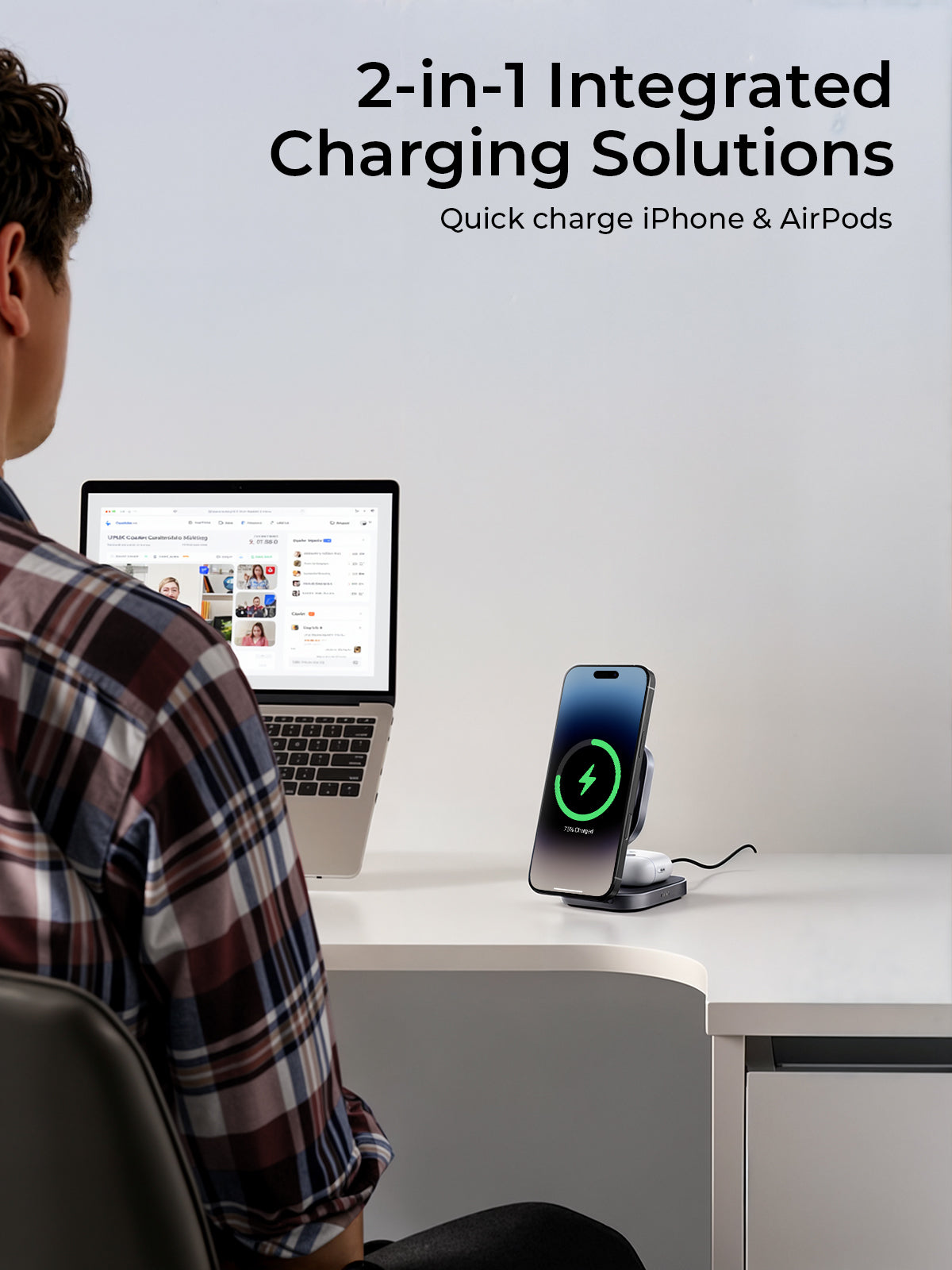 Aukey-MagFusion L Qi2 Foldable 2 In 1 Magnetic Wireless Charger