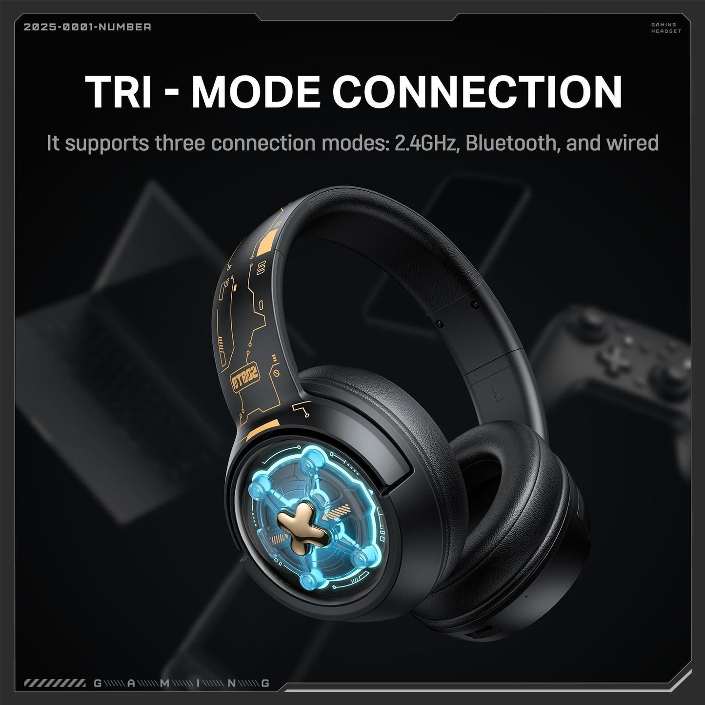 ONIKUMA- Wireless Gaming Headset Gt802 - Black